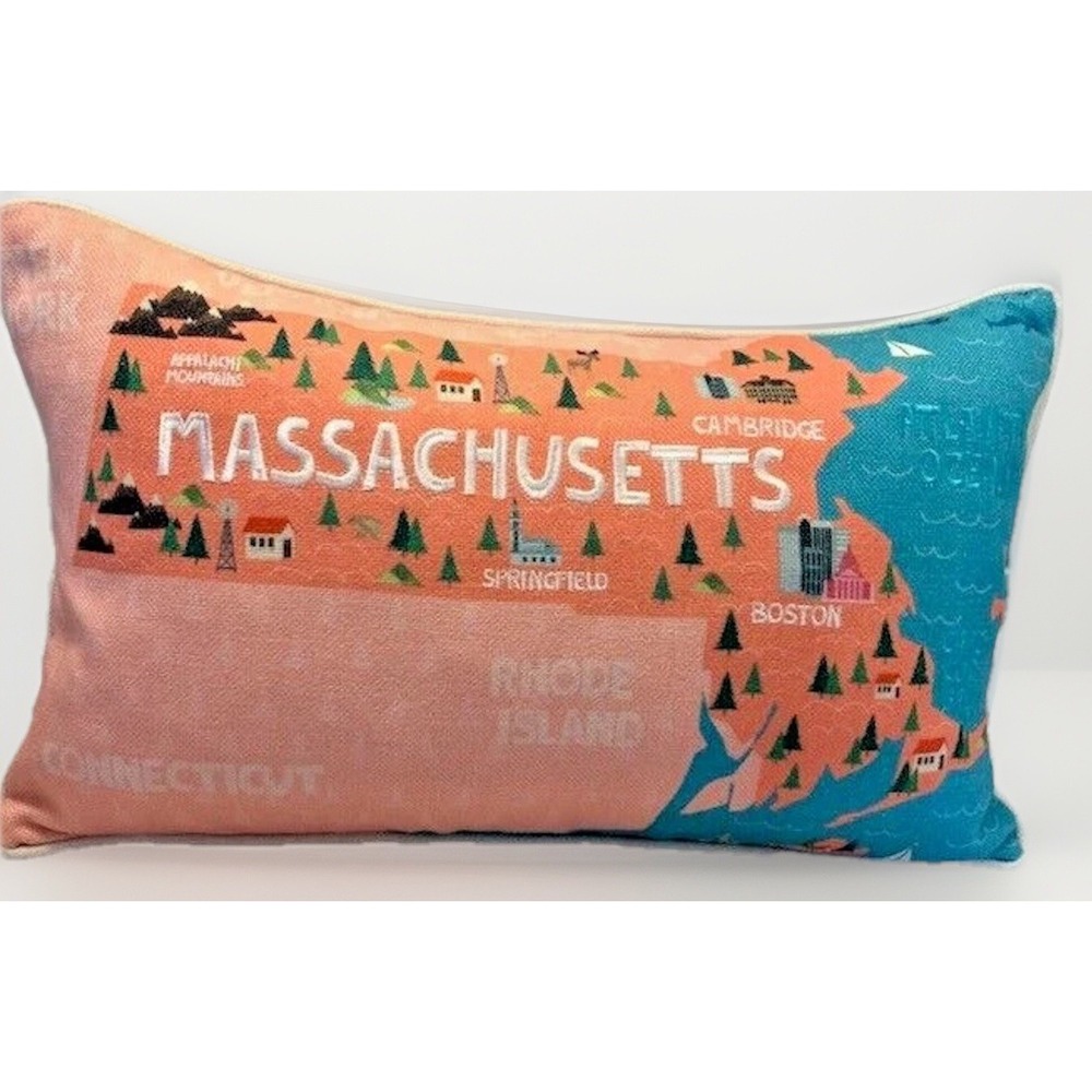 Throw Pillow Home Decor MA Boston Massachusetts Cottage Long 20x12 Nautical Boho